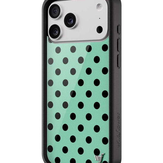 Wildflower iPhone case 17 Pro Max Polka Dot Turquoise Black Cute