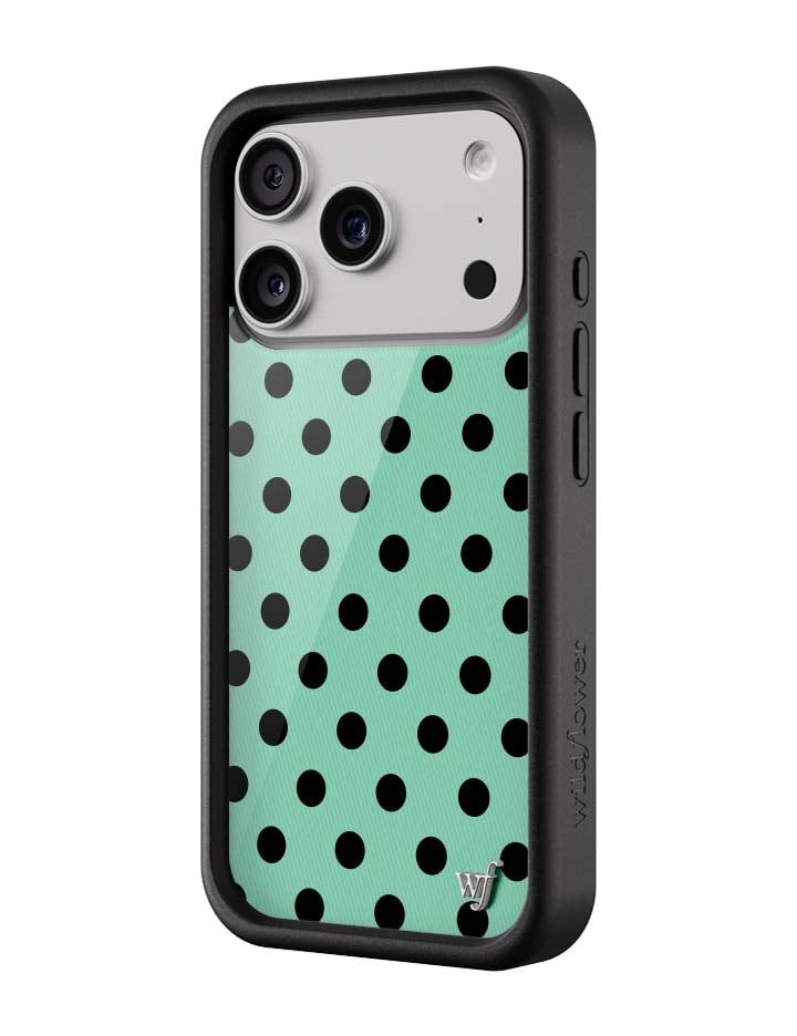 Wildflower iPhone case 18 Pro Polka Dot Turquoise Black Cute