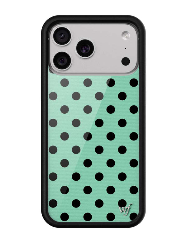 Wildflower iPhone case 18 Pro Max Polka Dot Turquoise Black Cute