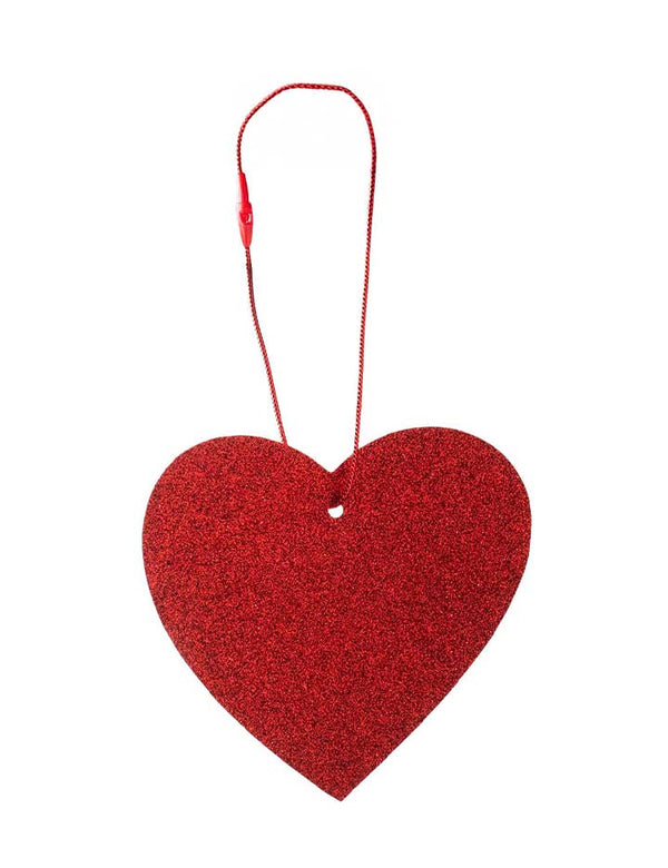 Wildflower Red Glitter Heart Hangtag - Set of 10