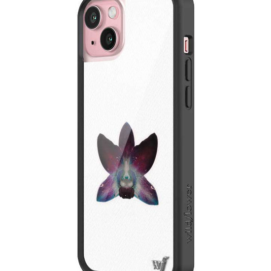 Wildflower iPhone case 15 Plus Orchid Flower Purple White