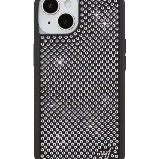 Wildflower iPhone case 14 Rhinestone | White Sparkle Cute