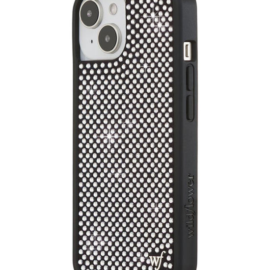 Wildflower iPhone case 14 Rhinestone | White Sparkle Cute