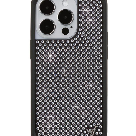 Wildflower iPhone case 14 Pro Rhinestone | White Sparkle Cute