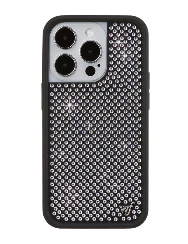 Wildflower iPhone case 14 Pro Rhinestone | White Sparkle Cute