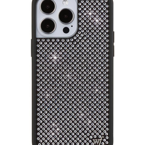 Wildflower iPhone case 14 Pro Max Rhinestone | White Sparkle Cute