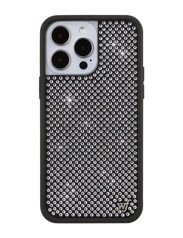 Wildflower iPhone case 14 Pro Max Rhinestone | White Sparkle Cute