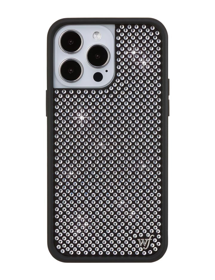 Wildflower iPhone case 14 Pro Max Rhinestone | White Sparkle Cute