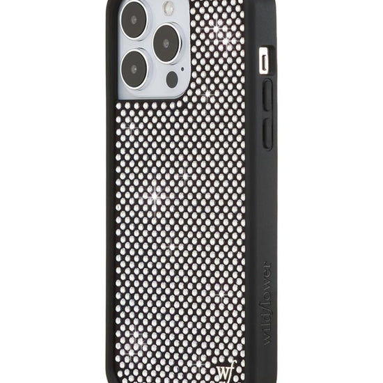 Wildflower iPhone case 14 Pro Max Rhinestone | White Sparkle Cute