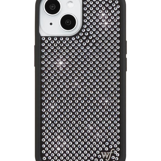 Wildflower iPhone case 15 Rhinestone | White Sparkle Cute