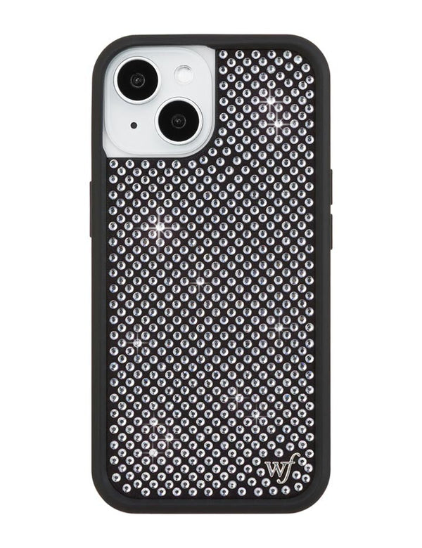 Wildflower iPhone case 15 Rhinestone | White Sparkle Cute