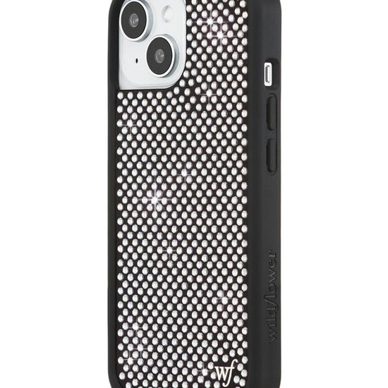 Wildflower iPhone case 15 Rhinestone | White Sparkle Cute