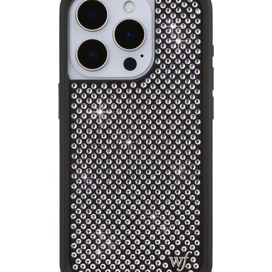 Wildflower iPhone case 15 Pro Rhinestone | White Sparkle Cute