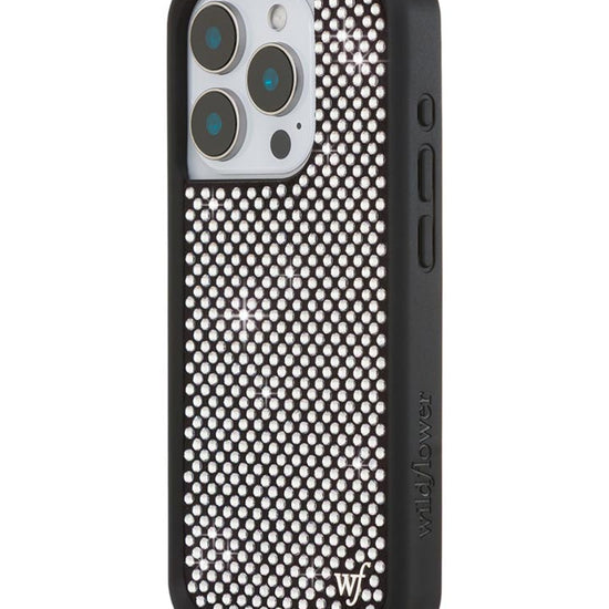 Wildflower iPhone case 15 Pro Rhinestone | White Sparkle Cute