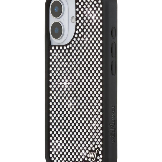 Wildflower iPhone case 16 Rhinestone | White Sparkle Cute