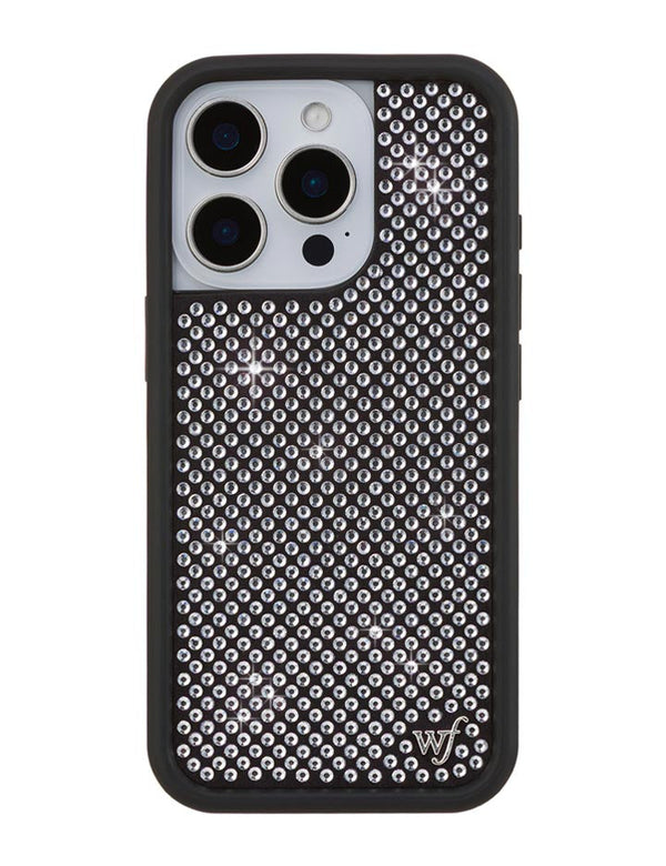 Wildflower iPhone case 16 Pro Rhinestone | White Sparkle Cute