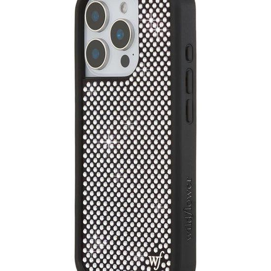 Wildflower iPhone case 16 Pro Rhinestone | White Sparkle Cute