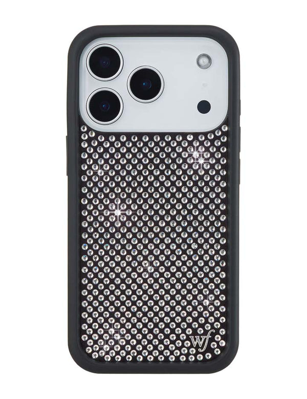 Wildflower iPhone case 17 Pro Rhinestone | White Sparkle Cute
