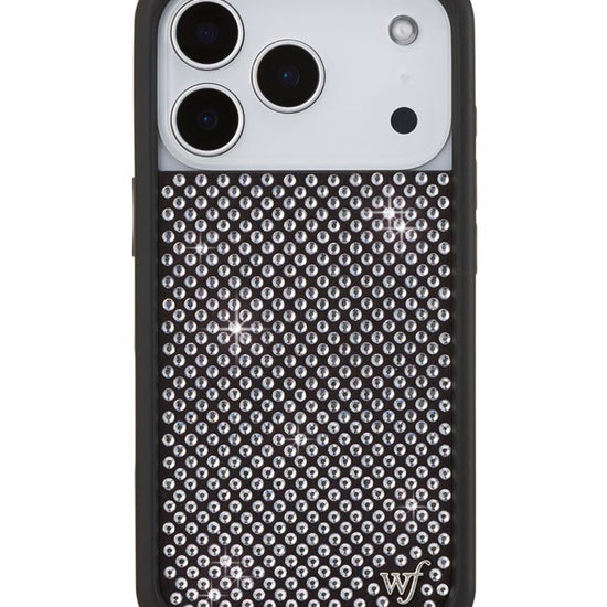 Wildflower iPhone case 17 Pro Rhinestone | White Sparkle Cute