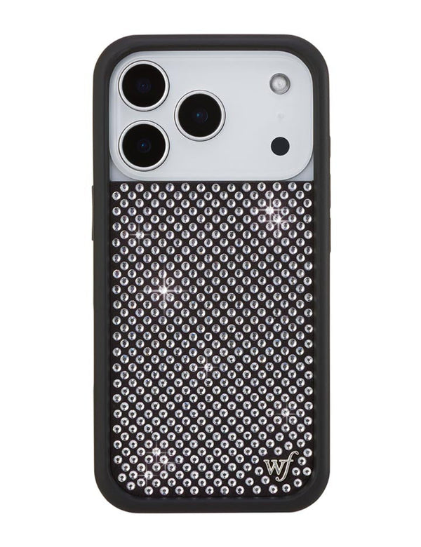 Wildflower iPhone case 17 Pro Rhinestone | White Sparkle Cute