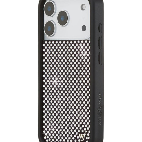 Wildflower iPhone case 17 Pro Rhinestone | White Sparkle Cute