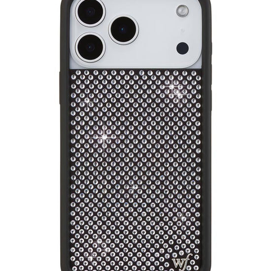 Wildflower iPhone case 17 Pro Max Rhinestone | White Sparkle Cute