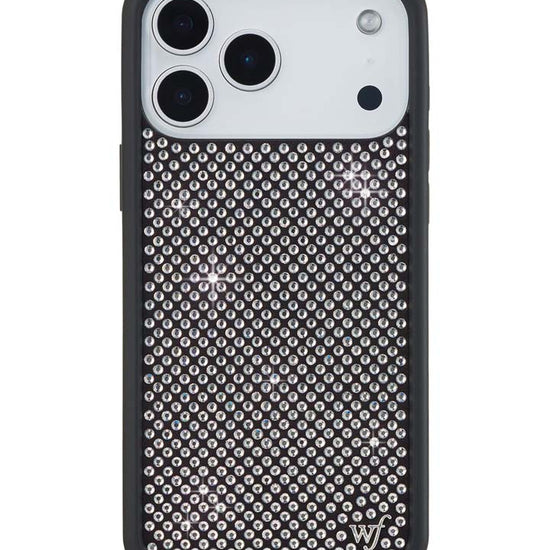 Wildflower iPhone case 17 Pro Max Rhinestone | White Sparkle Cute