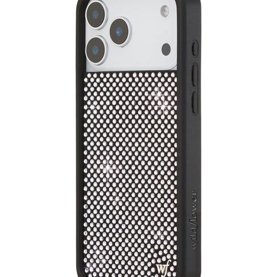 Wildflower iPhone case 17 Pro Max Rhinestone | White Sparkle Cute