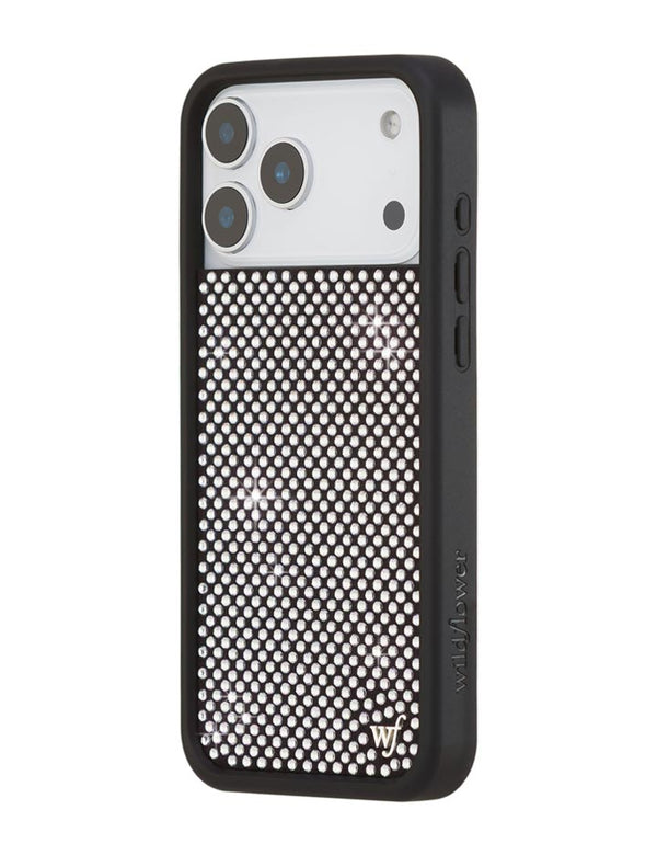 Wildflower iPhone case 17 Pro Max Rhinestone | White Sparkle Cute
