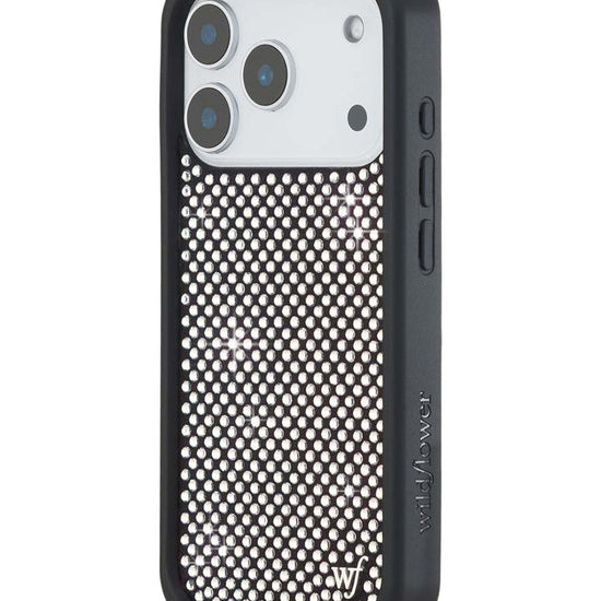 Wildflower iPhone case 18 Pro Rhinestone | White Sparkle Cute