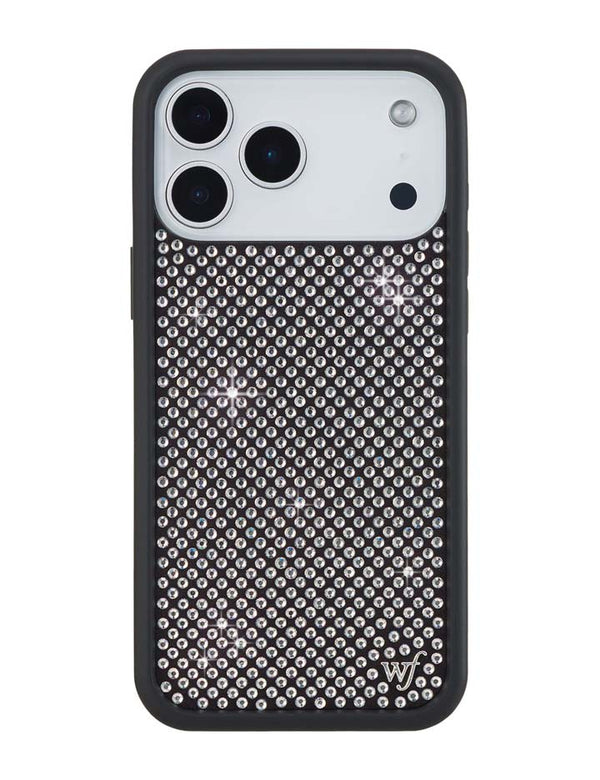 Wildflower iPhone case 18 Pro Max Rhinestone | White Sparkle Cute