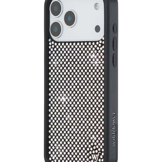 Wildflower iPhone case 18 Pro Max Rhinestone | White Sparkle Cute