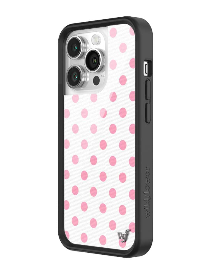 Wildflower iPhone case 14 Pro Polka Dot White Pink Cute
