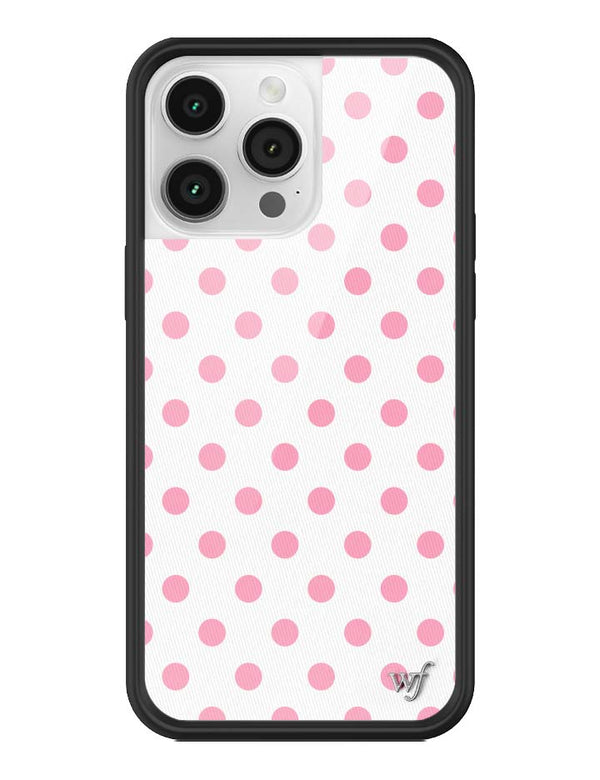 Wildflower iPhone case 14 Pro Max Polka Dot White Pink Cute