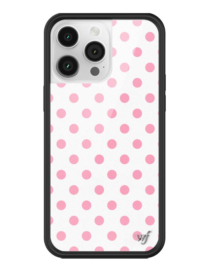 Wildflower iPhone case 14 Pro Max Polka Dot White Pink Cute