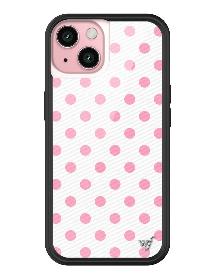 Wildflower iPhone case 15 Polka Dot White Pink Cute