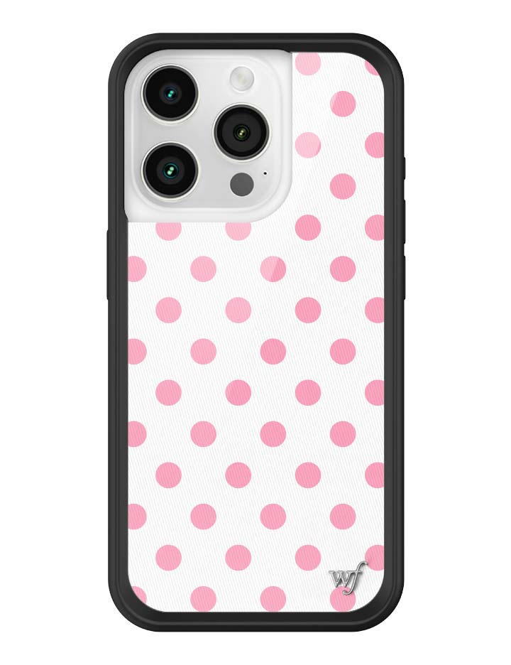 Wildflower iPhone case 15 Pro Polka Dot White Pink Cute