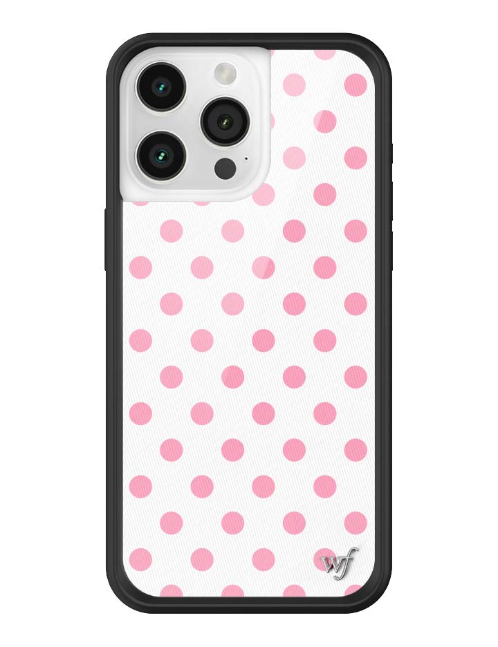Wildflower iPhone case 15 Pro Max Polka Dot White Pink Cute