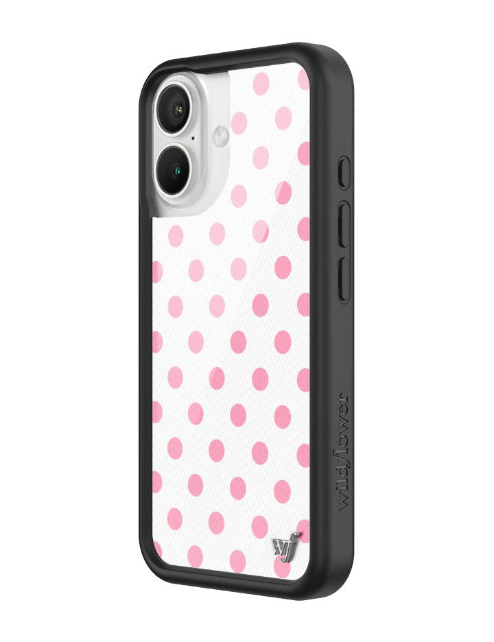 Wildflower iPhone case 16 Polka Dot White Pink Cute