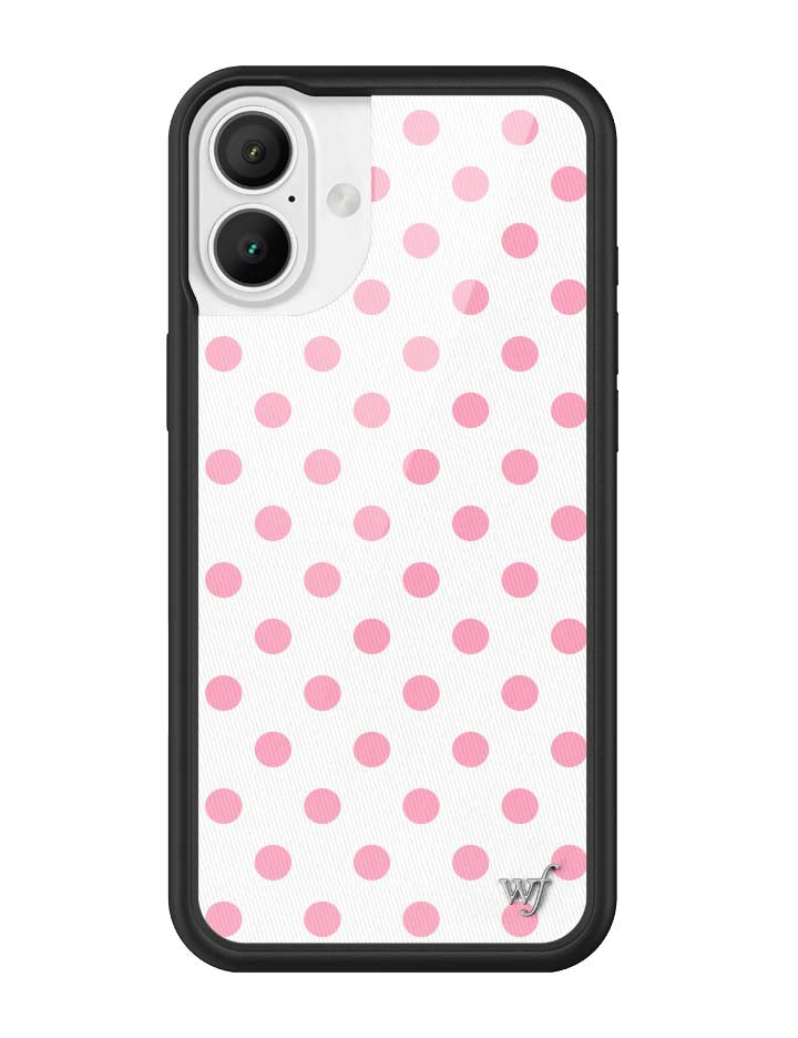 Wildflower iPhone case 16 Plus Polka Dot White Pink Cute