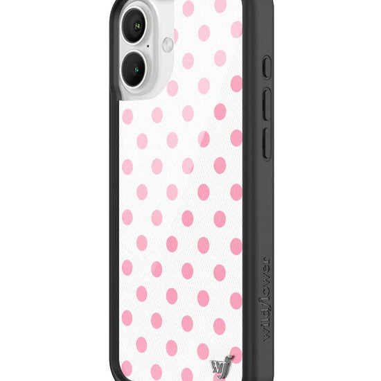 Wildflower iPhone case 16 Plus Polka Dot White Pink Cute