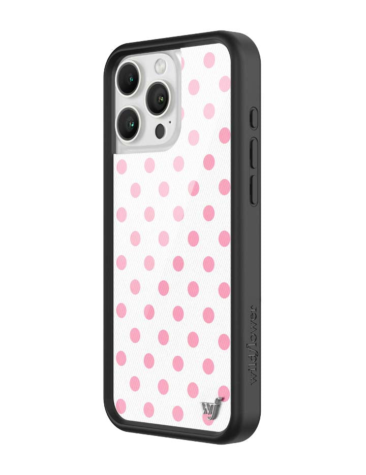 Wildflower iPhone case 16 Pro Max Polka Dot White Pink Cute