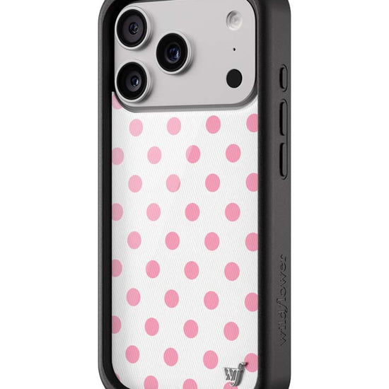 Wildflower iPhone case 18 Pro Polka Dot White Pink Cute
