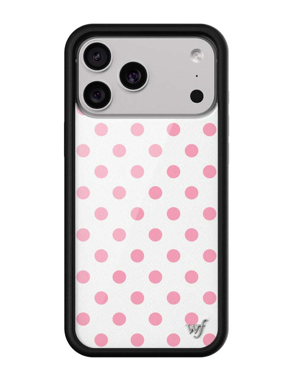 Wildflower iPhone case 18 Pro Max Polka Dot White Pink Cute