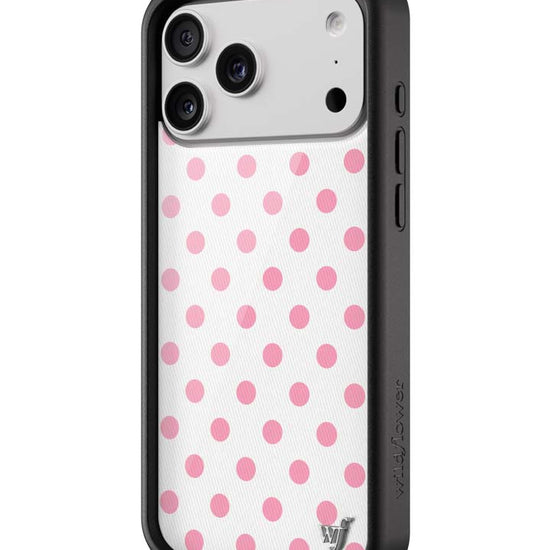 Wildflower iPhone case 18 Pro Max Polka Dot White Pink Cute