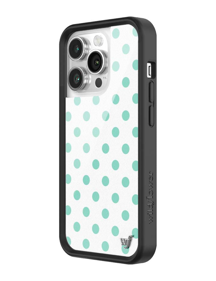 Wildflower iPhone case 14 Pro Polka Dot White Turquoise Cute