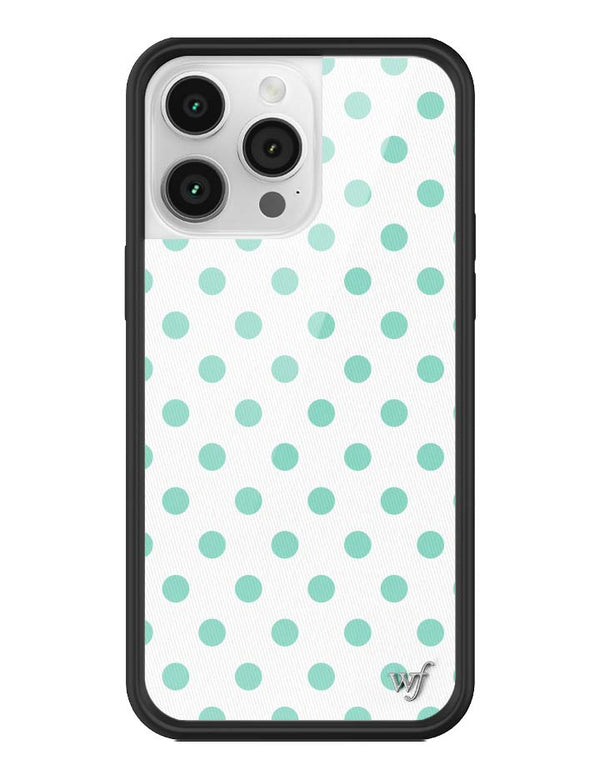 Wildflower iPhone case 14 Pro Max Polka Dot White Turquoise Cute