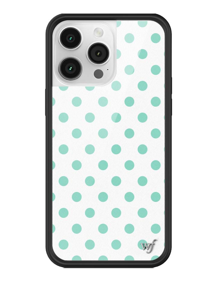 Wildflower iPhone case 14 Pro Max Polka Dot White Turquoise Cute