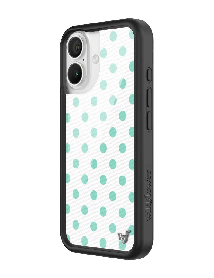 Wildflower iPhone case 16 Polka Dot White Turquoise Cute