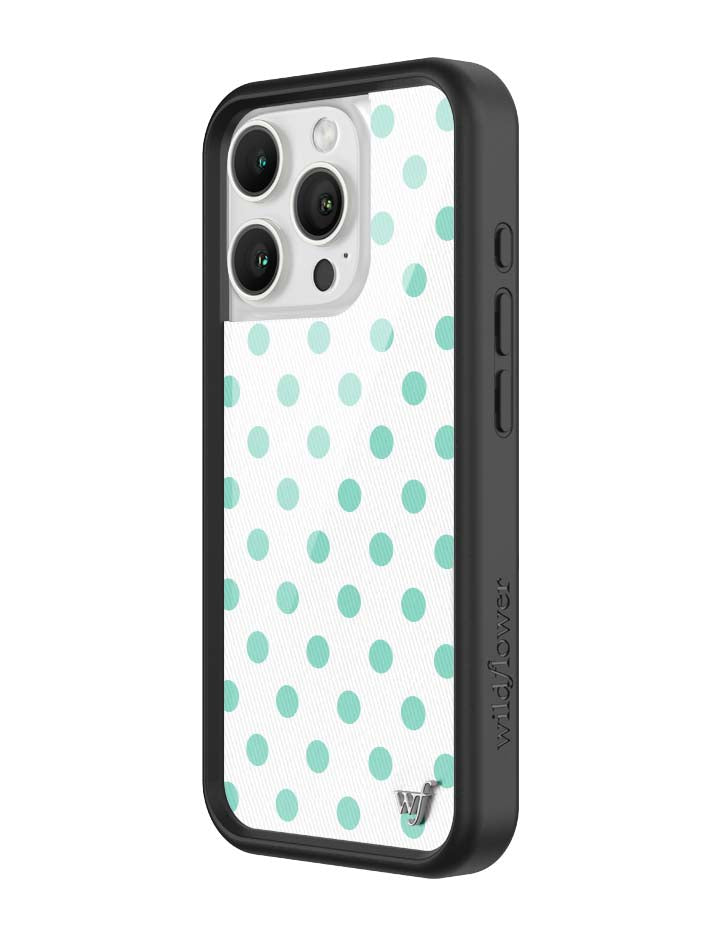 Wildflower iPhone case 16 Pro Polka Dot White Turquoise Cute